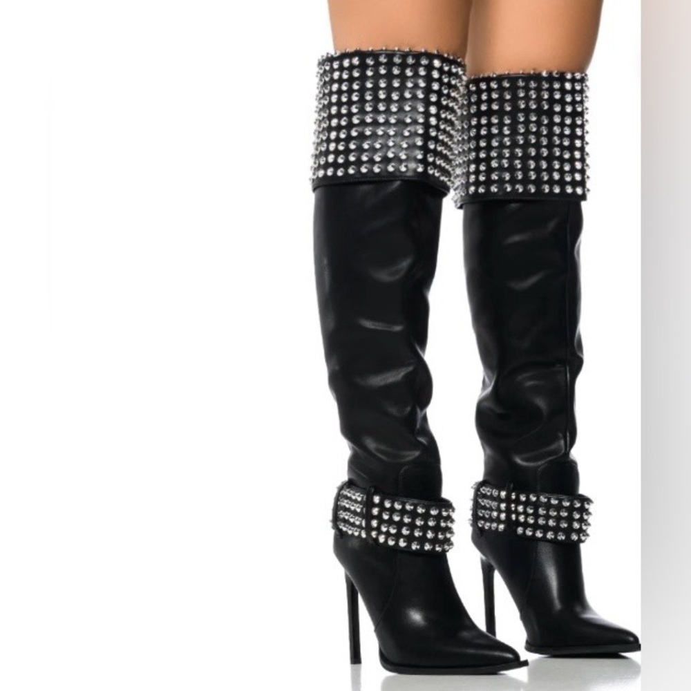 Studded Black Leather Boots size 6